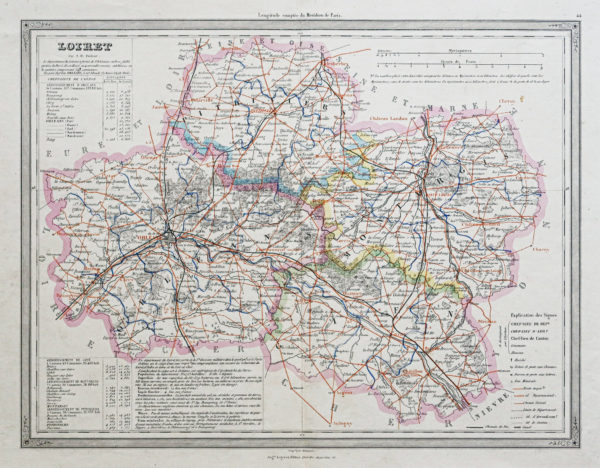 Carte géographique ancienne - Département du Loiret