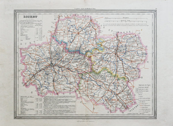 Carte géographique ancienne - Département du Loiret