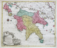 Carte géographique ancienne - Grèce - Péloponnèse