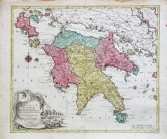 Carte géographique ancienne - Grèce - Péloponnèse