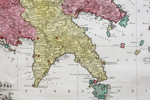 Carte géographique ancienne - Grèce - Péloponnèse