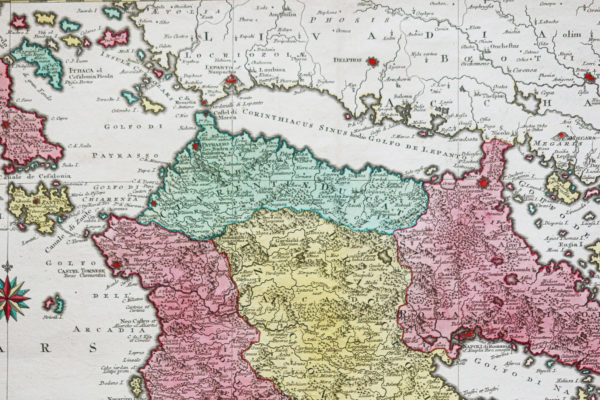 Carte géographique ancienne - Grèce - Péloponnèse