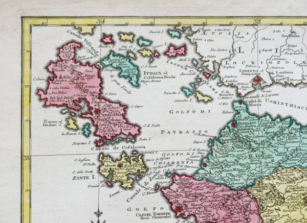 Carte géographique ancienne - Grèce - Péloponnèse