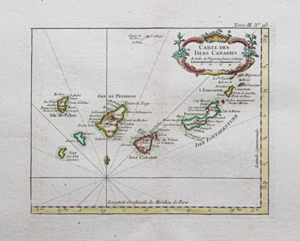Carte marine ancienne des Canaries