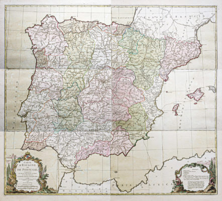 Carte murale des Postes d’Espagne et Portugal