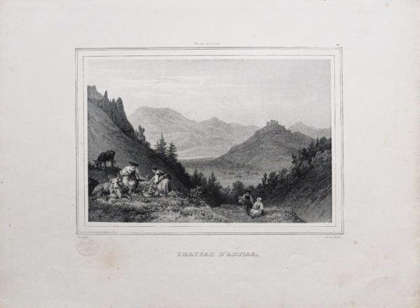 Lithographie ancienne - Château d’Artias
