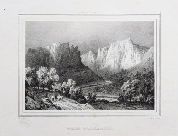 Lithographie ancienne - Gorge d’Arlempdes