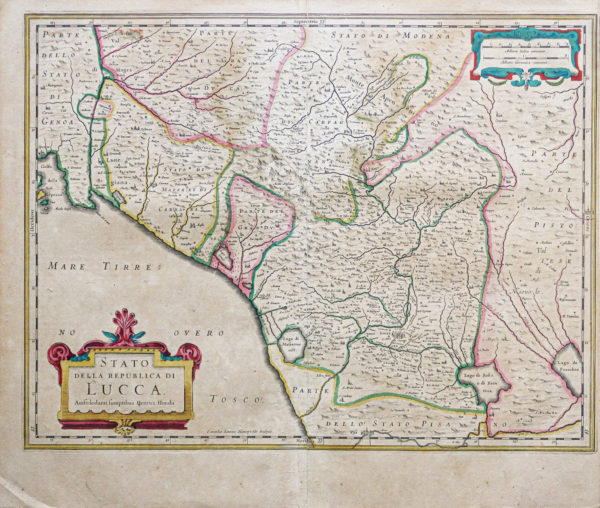 Carte géographique ancienne de Lucques - Lucca