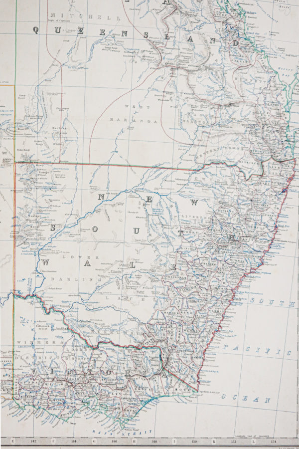 Carte géographique ancienne de l'Australie