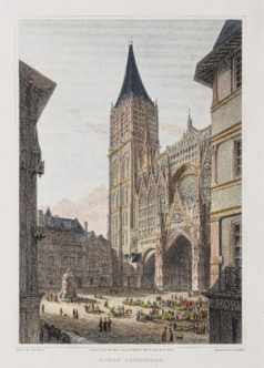 Gravure ancienne de la cathédrale de Rouen