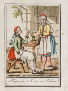 Gravure ancienne - Paysanne de République Tchèque