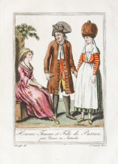 Gravure ancienne - Hommes et femmes Autrichien