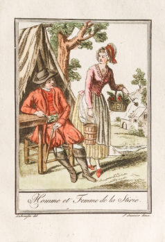 Gravure ancienne - Homme et femme d'Autriche