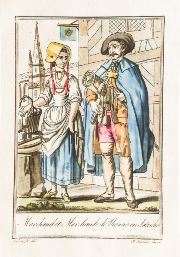 Gravure ancienne - Homme et femme Autrichien