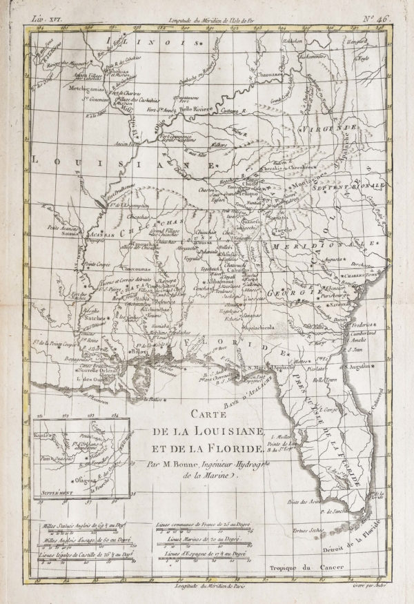 Carte géographique de la Louisiane - Floride