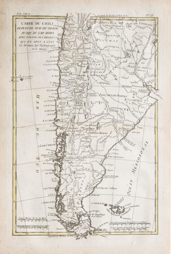 Carte géographique du Chili -Perou - Cap Horn