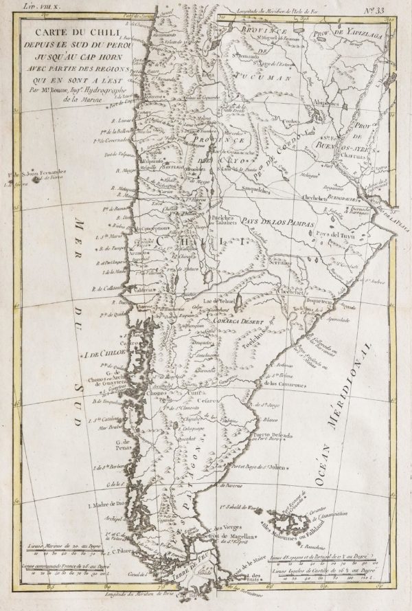 Carte géographique du Chili -Perou - Cap Horn