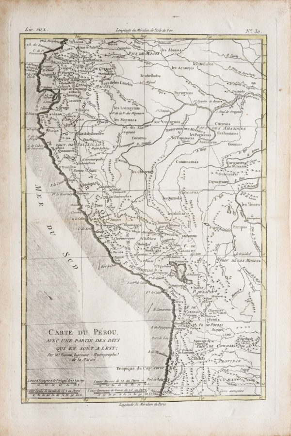 Carte géographique ancienne du Perou