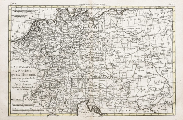 Carte géographique de l’Allemagne - la Bohême - la Hongrie - Pologne