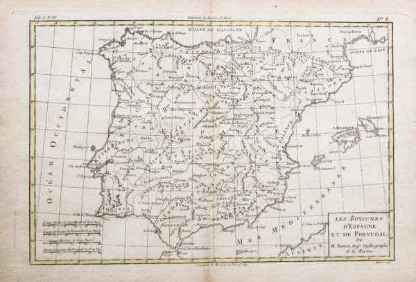 Carte géographique des royaumes d’Espagne et du Portugal