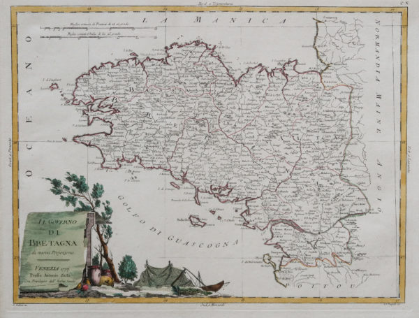 Carte géographique ancienne de la Bretagne