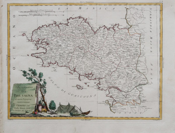 Carte géographique ancienne de la Bretagne