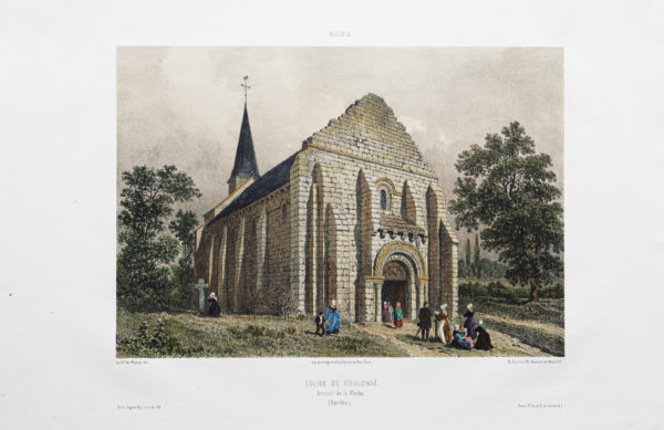 Lithographie ancienne - Église de Coulongé