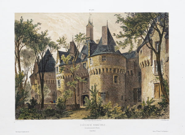 Lithographie ancienne - Château de Bonnétable