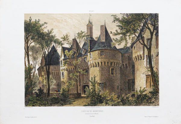 Lithographie ancienne - Château de Bonnétable
