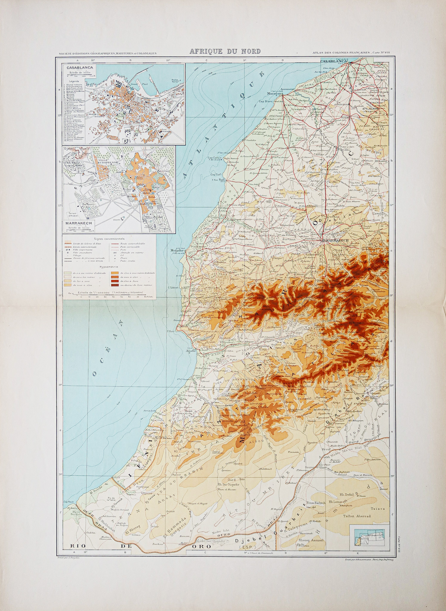 Carte géographique ancienne du Maroc