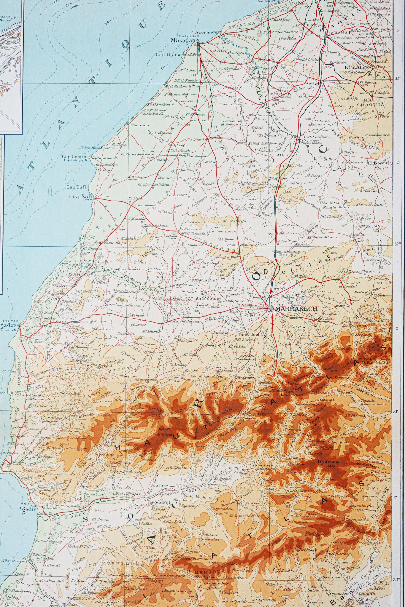 Carte géographique ancienne du Maroc