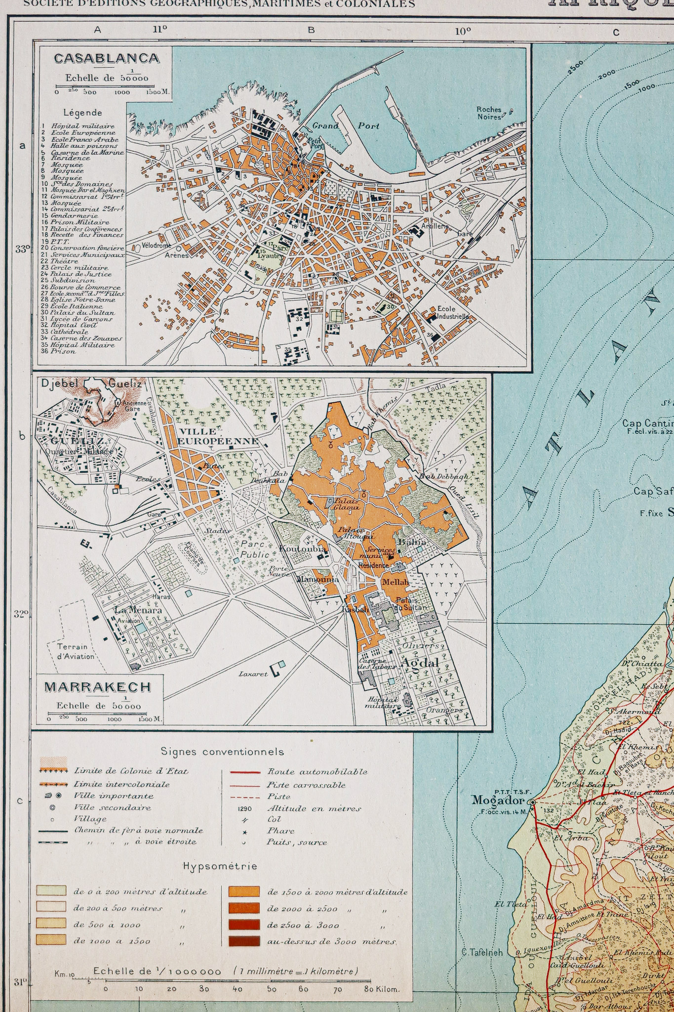 Carte géographique ancienne du Maroc