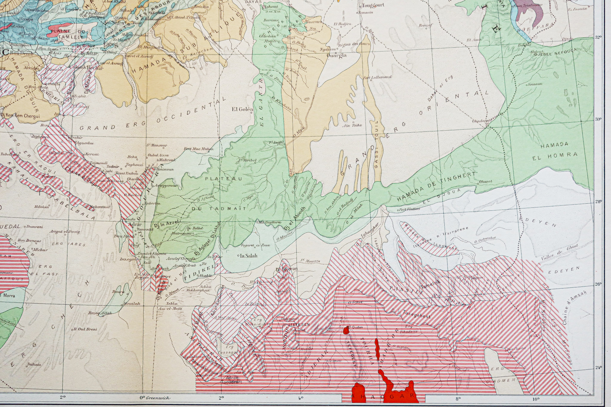 Carte géologique ancienne de l’Afrique du Nord