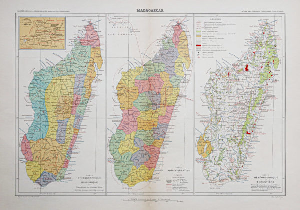 Carte géographique ancienne de Madagascar