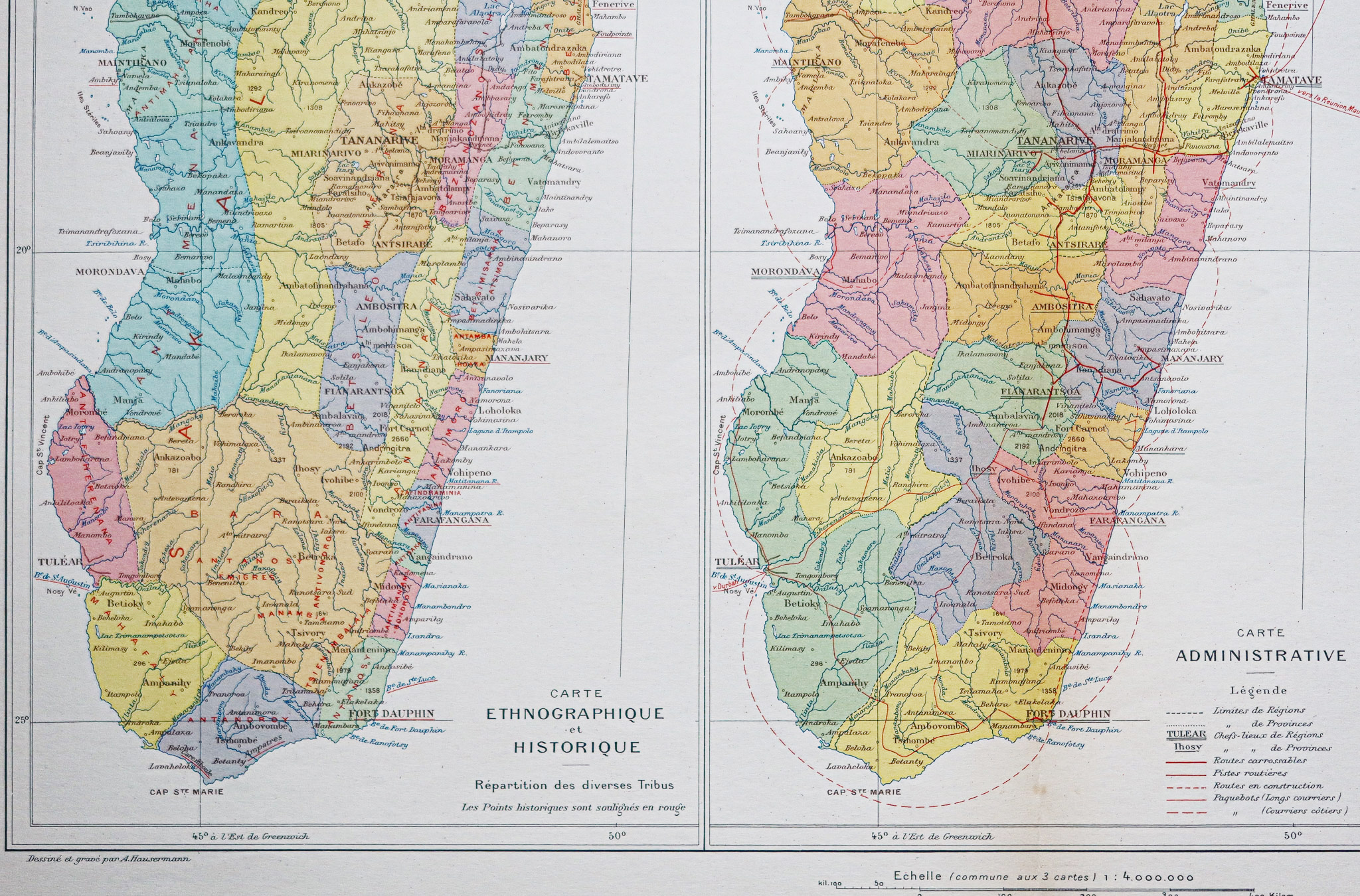 Carte géographique ancienne de Madagascar