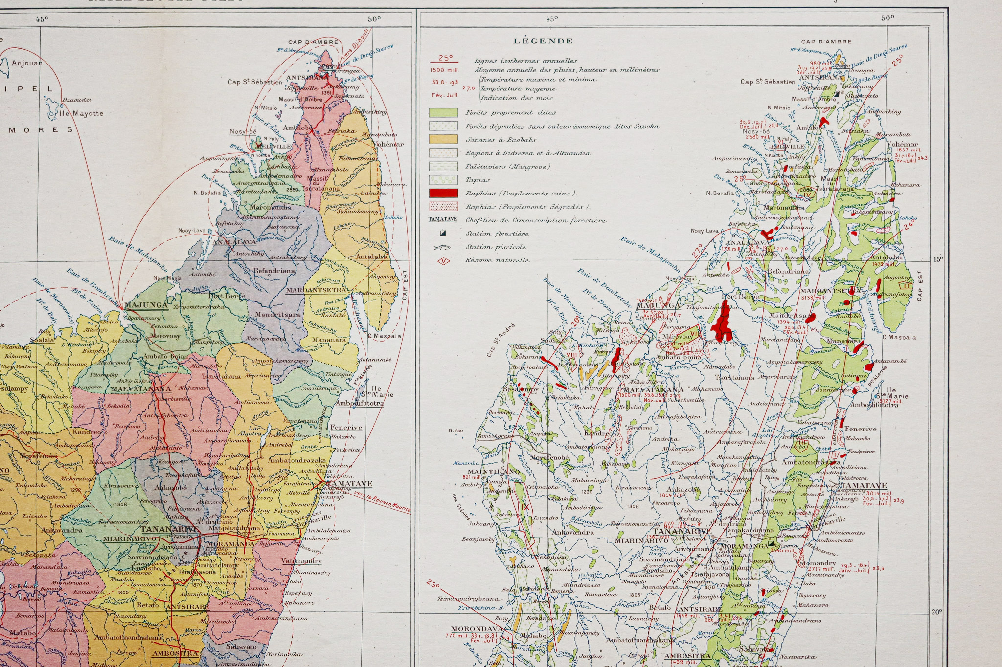 Carte géographique ancienne de Madagascar
