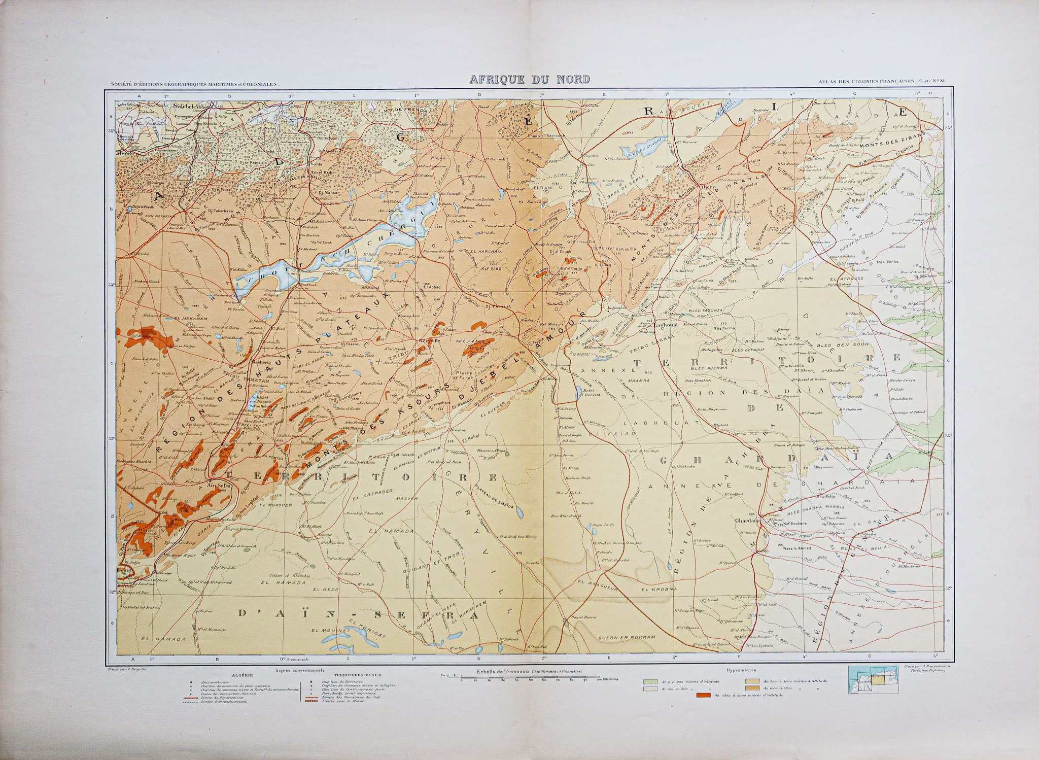 Carte géographique ancienne de l’Algérie