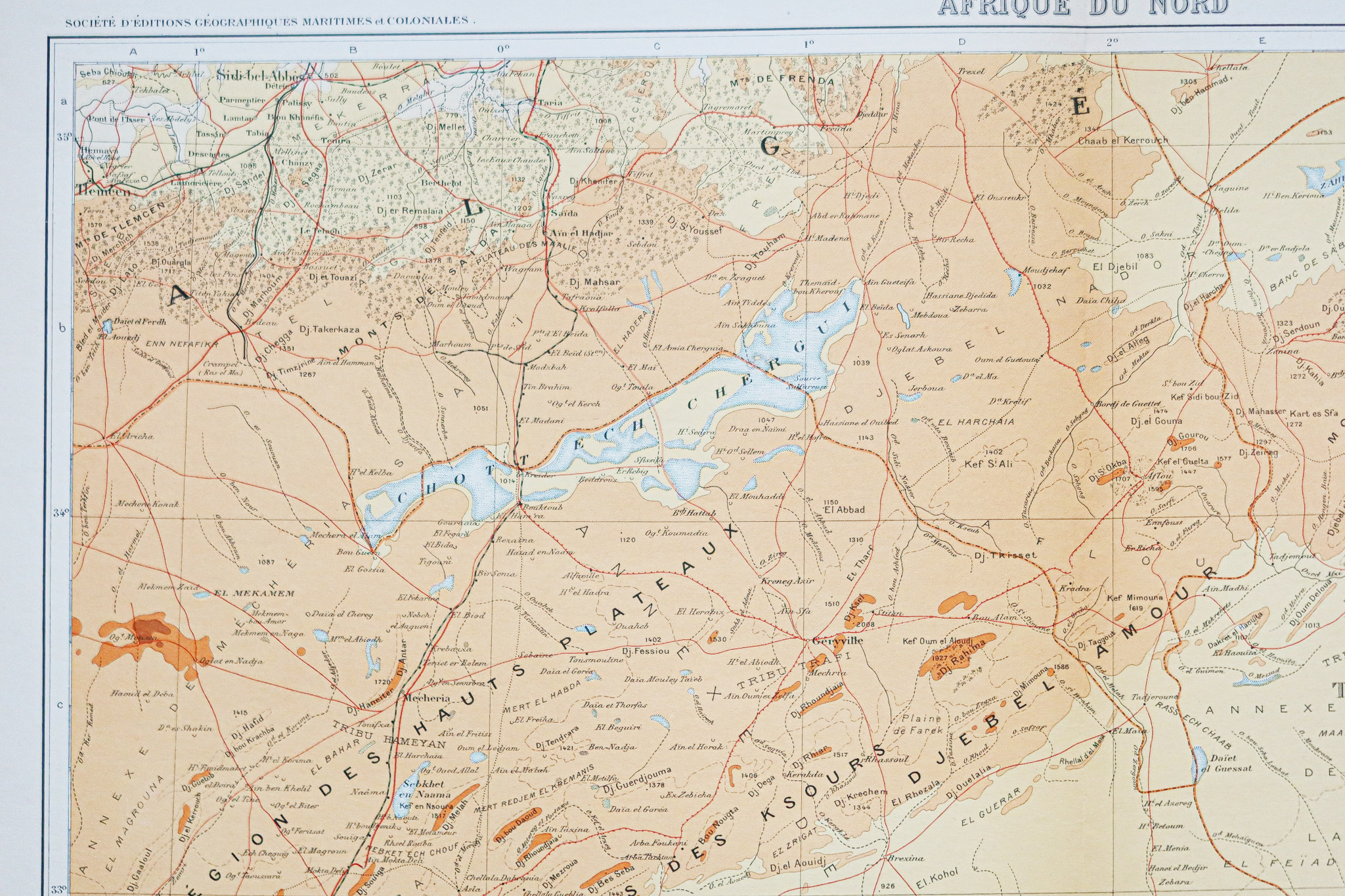 Carte géographique ancienne de l’Algérie
