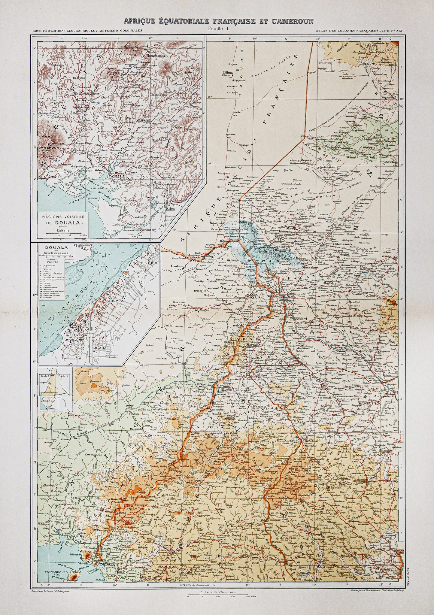 Carte géographique ancienne - Cameroun - Nigéria
