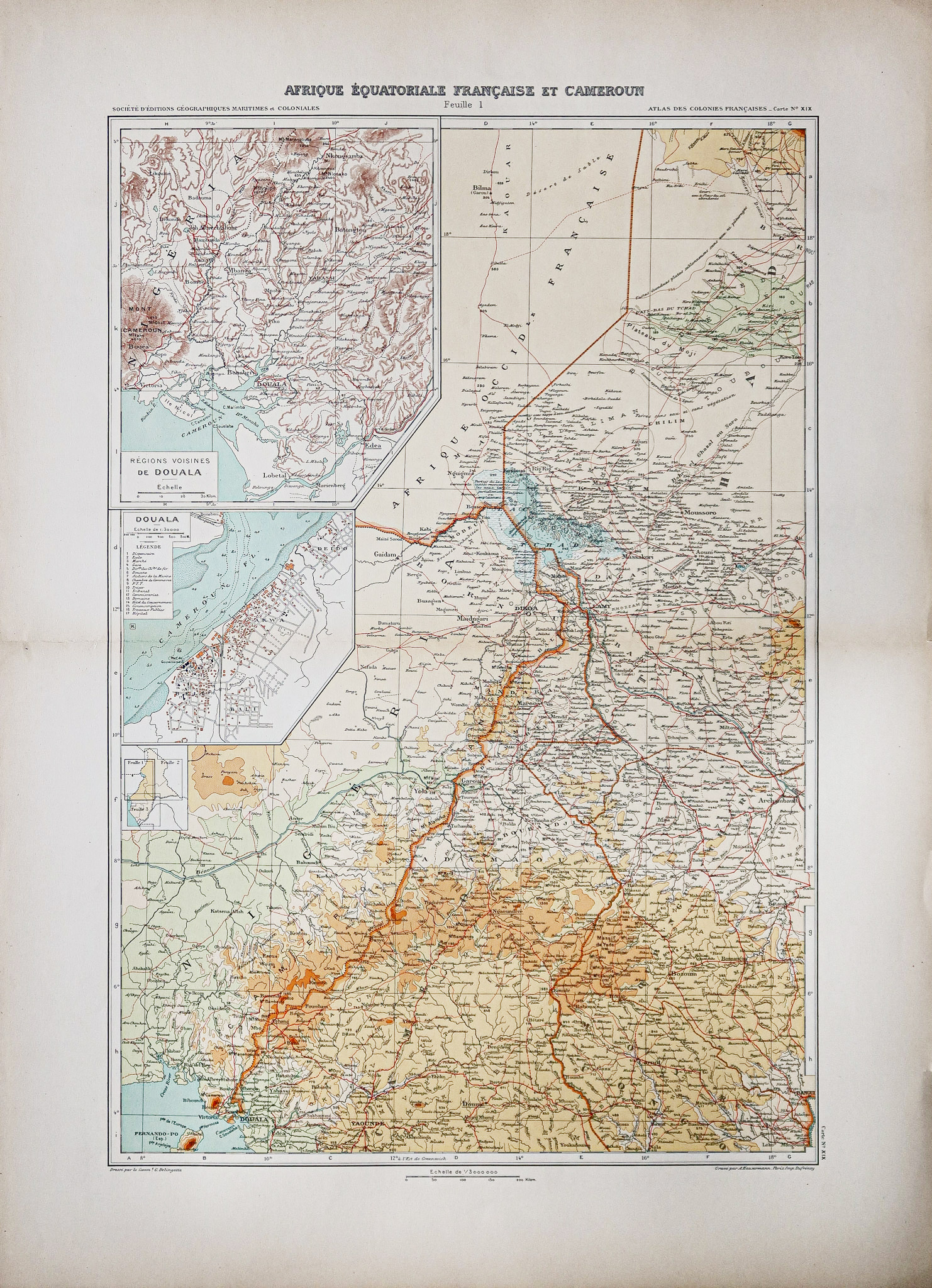 Carte géographique ancienne - Cameroun - Nigéria
