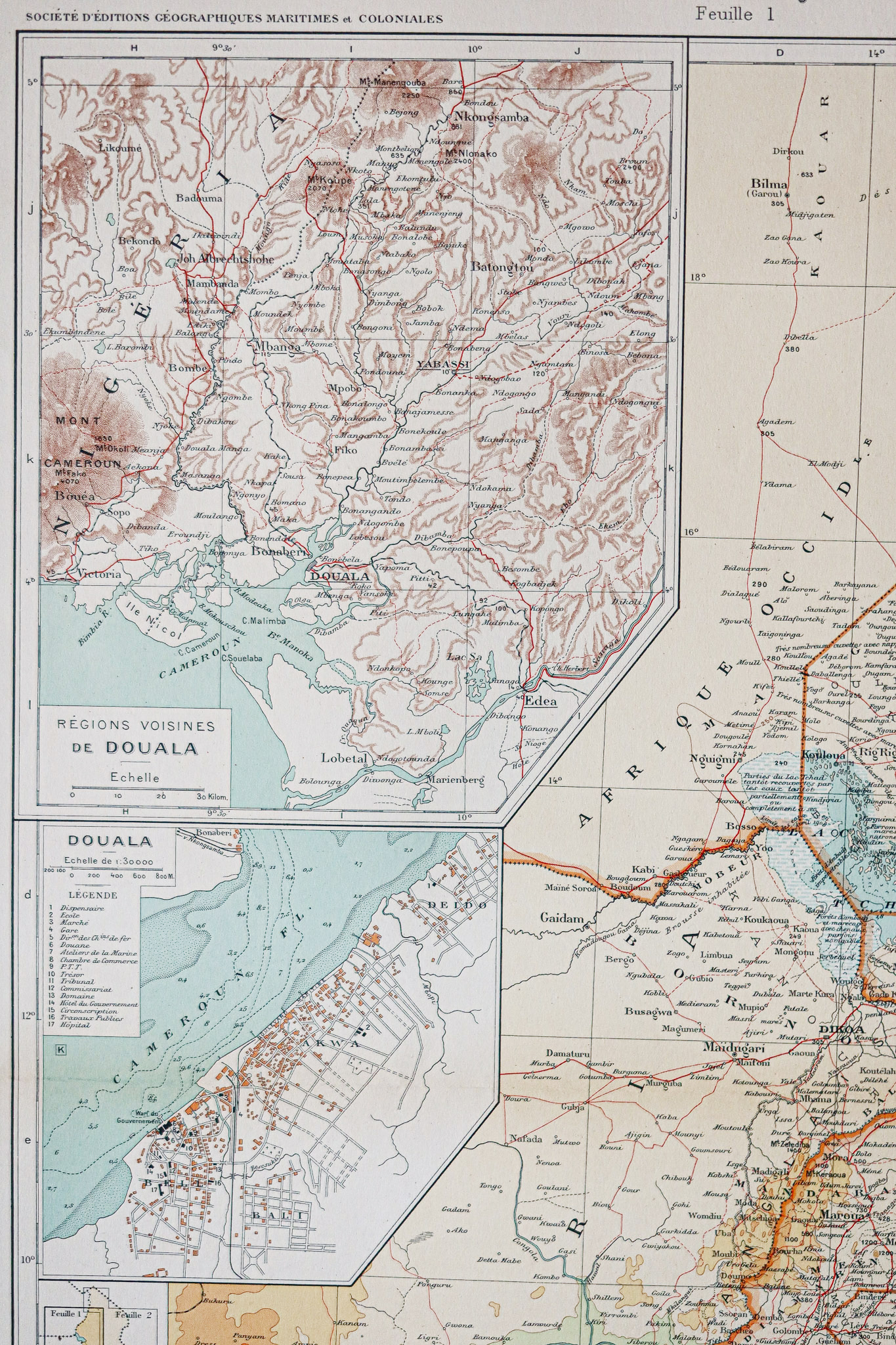 Carte géographique ancienne - Cameroun - Nigéria