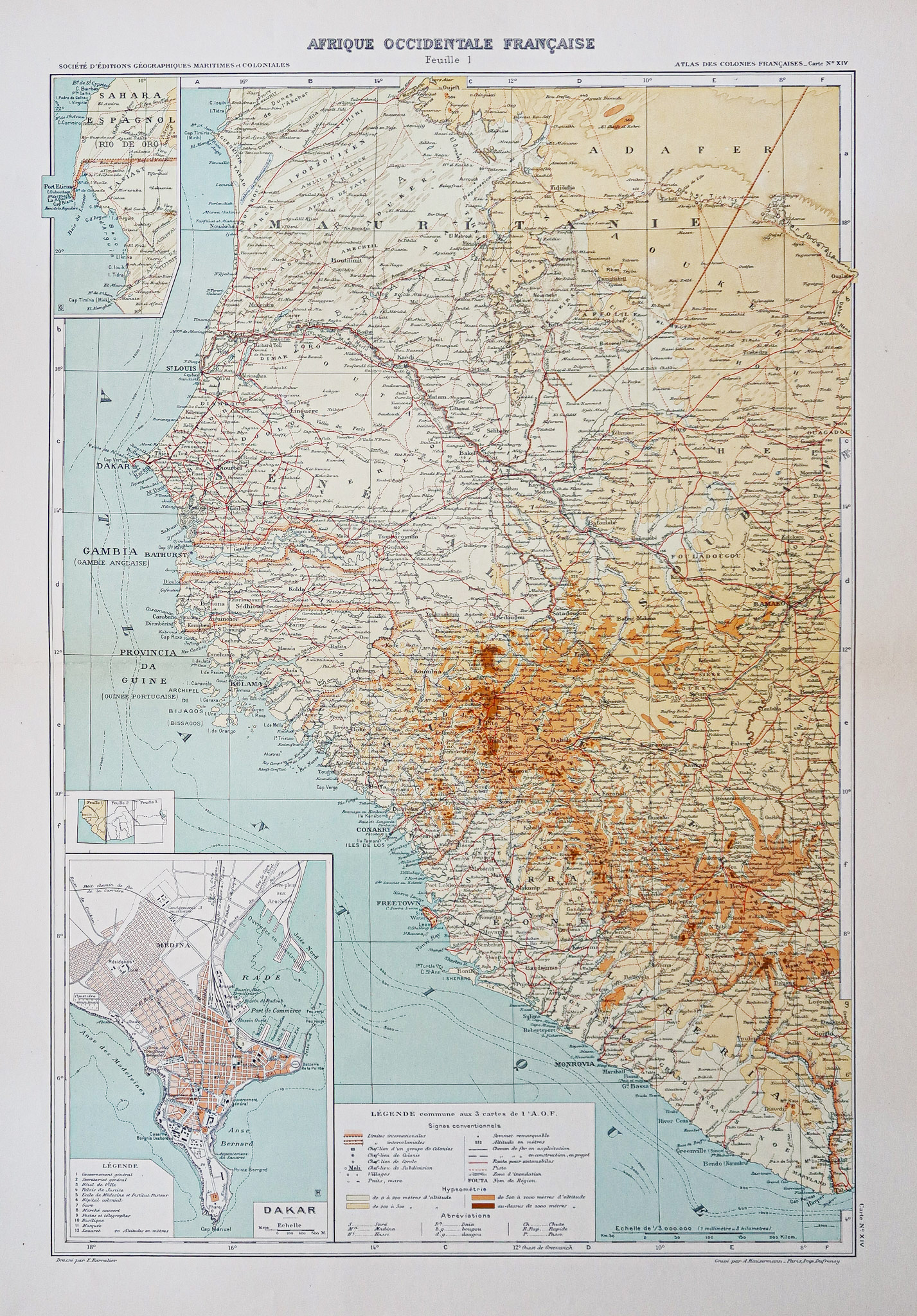 Carte géographique ancienne - Afrique de l’Ouest