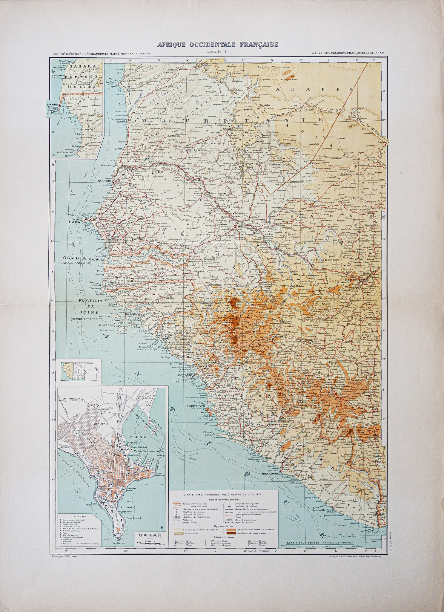 Carte géographique ancienne - Afrique de l’Ouest