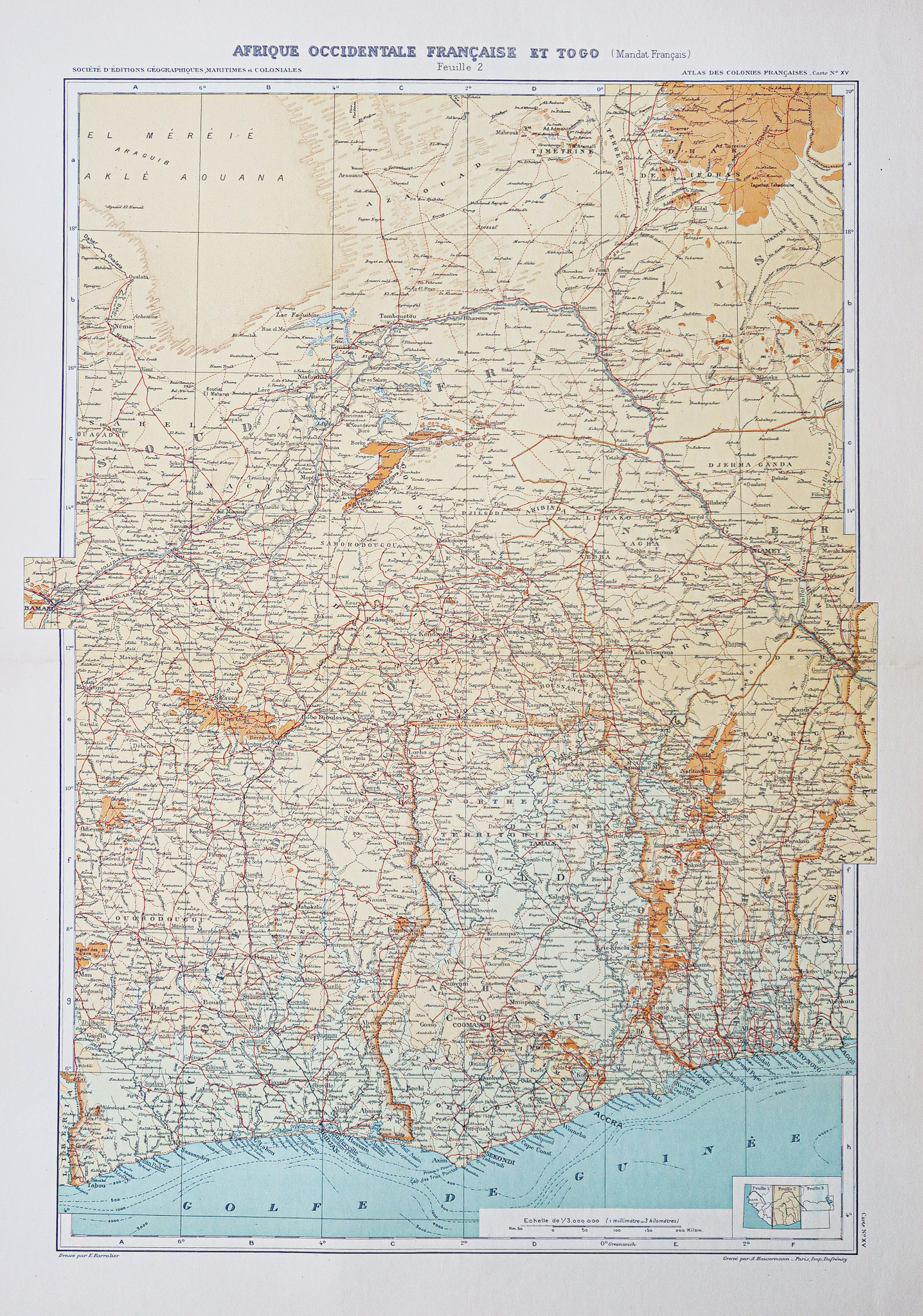 Carte géographique ancienne - Afrique occidentale - Togo