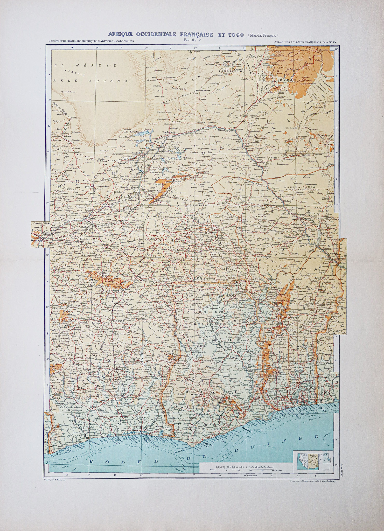 Carte géographique ancienne - Afrique occidentale - Togo