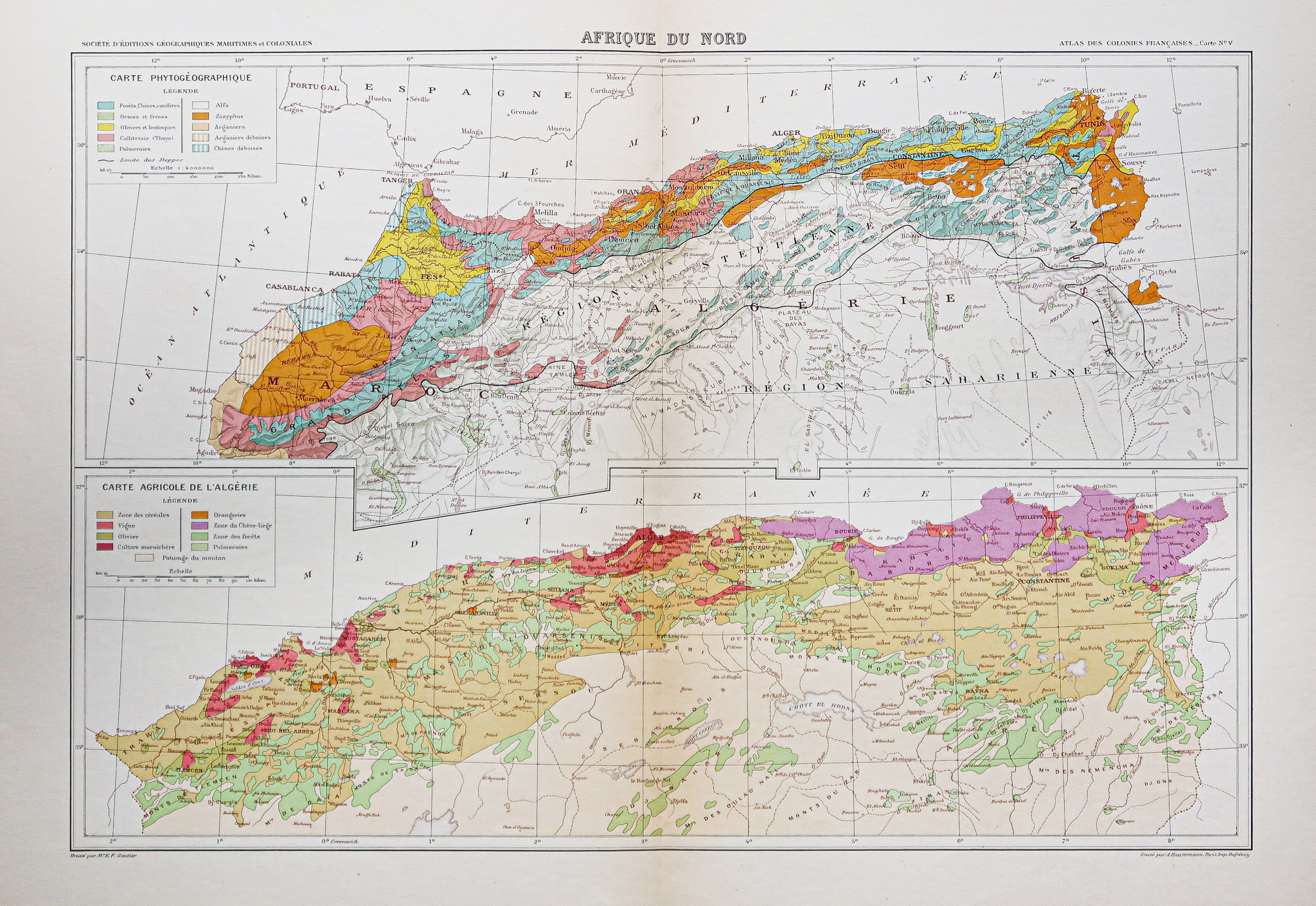Carte géographique ancienne de l’Afrique du Nord