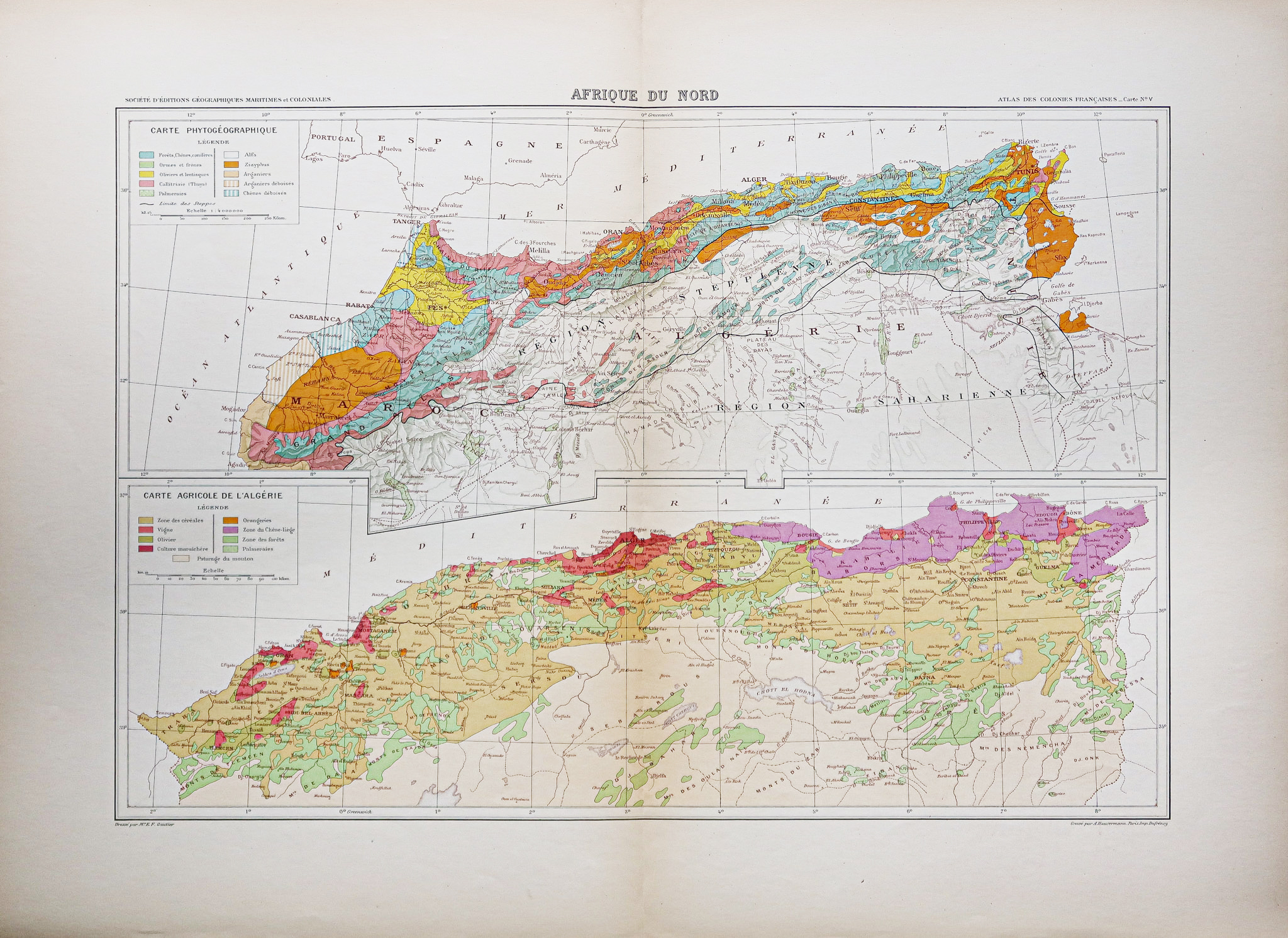 Carte géographique ancienne de l’Afrique du Nord