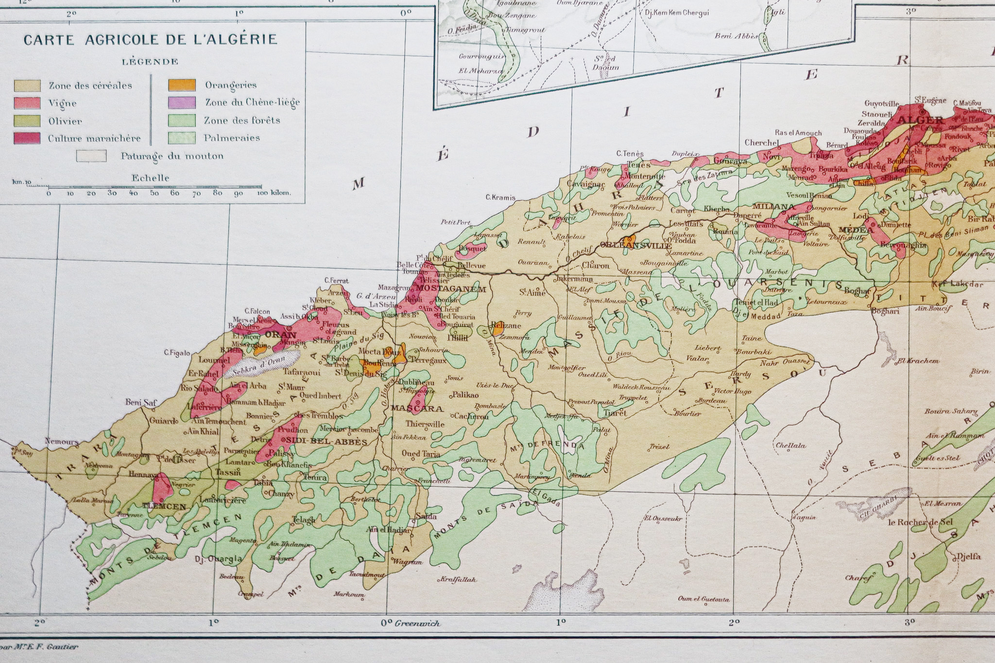 Carte géographique ancienne de l’Afrique du Nord