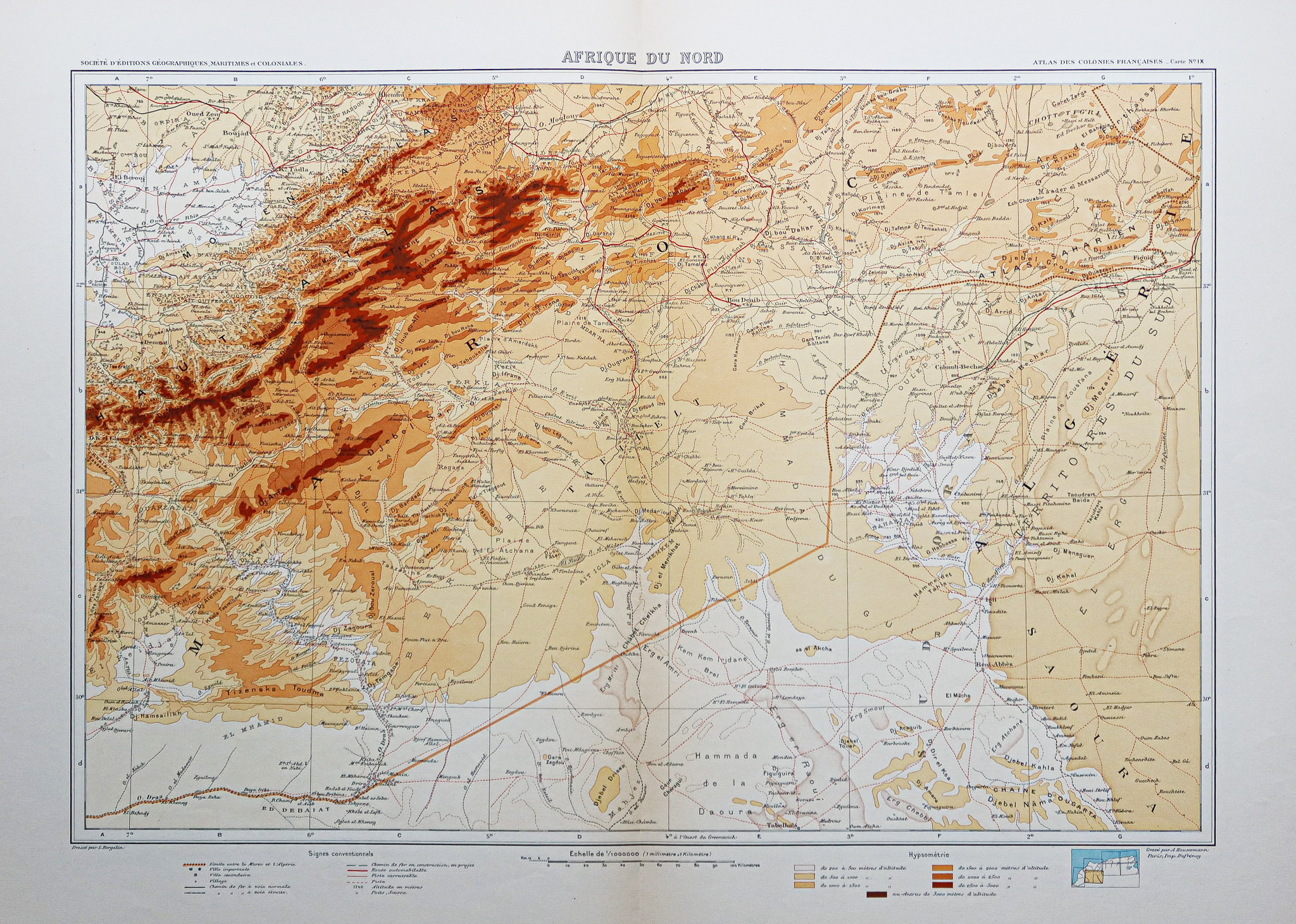Carte géographique ancienne du Maroc
