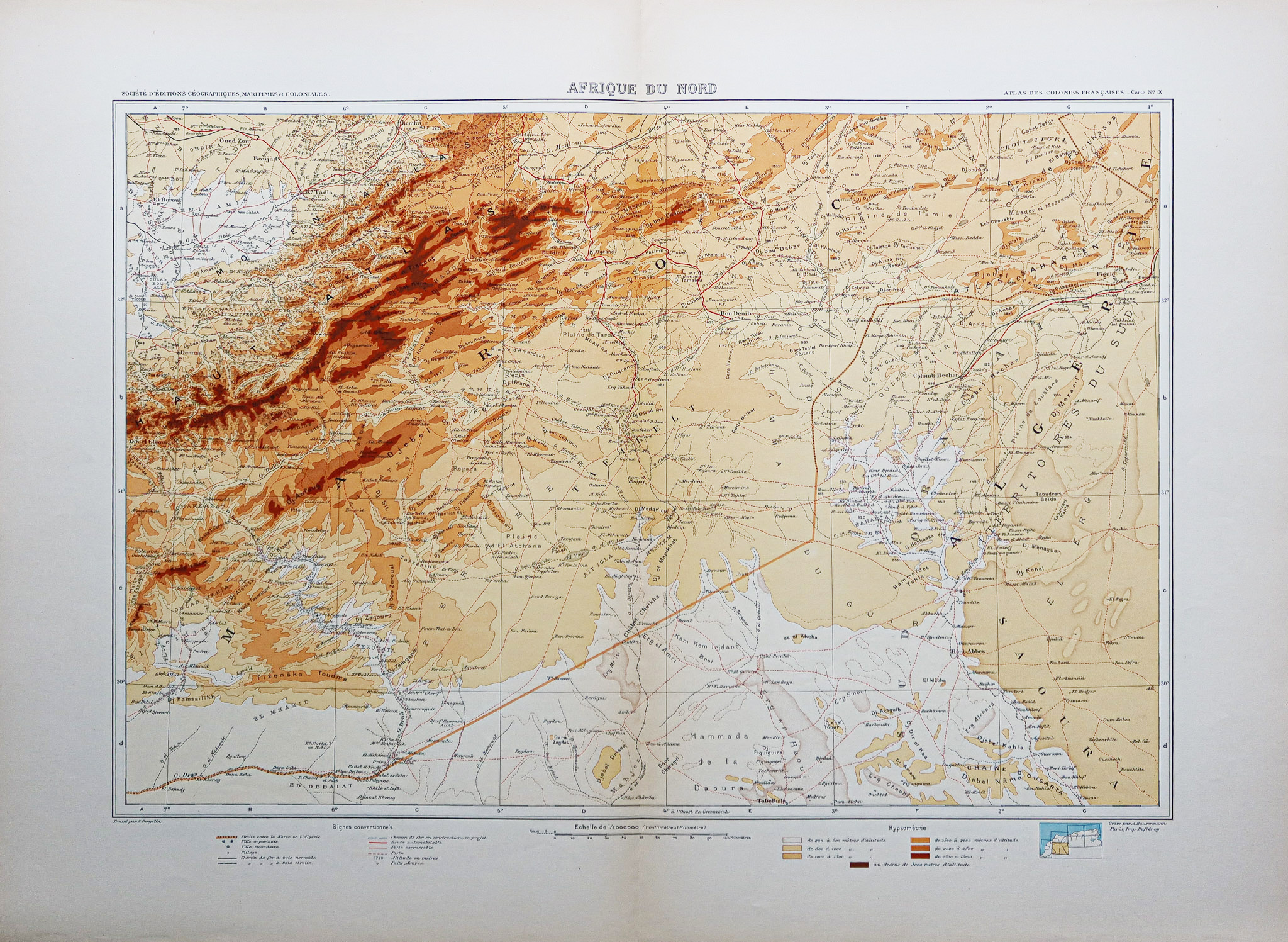 Carte géographique ancienne du Maroc